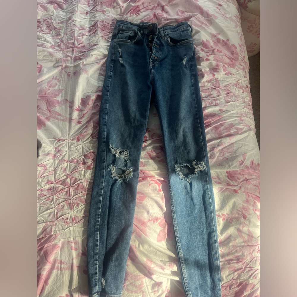 Free People Blue Distressed Women Jeans